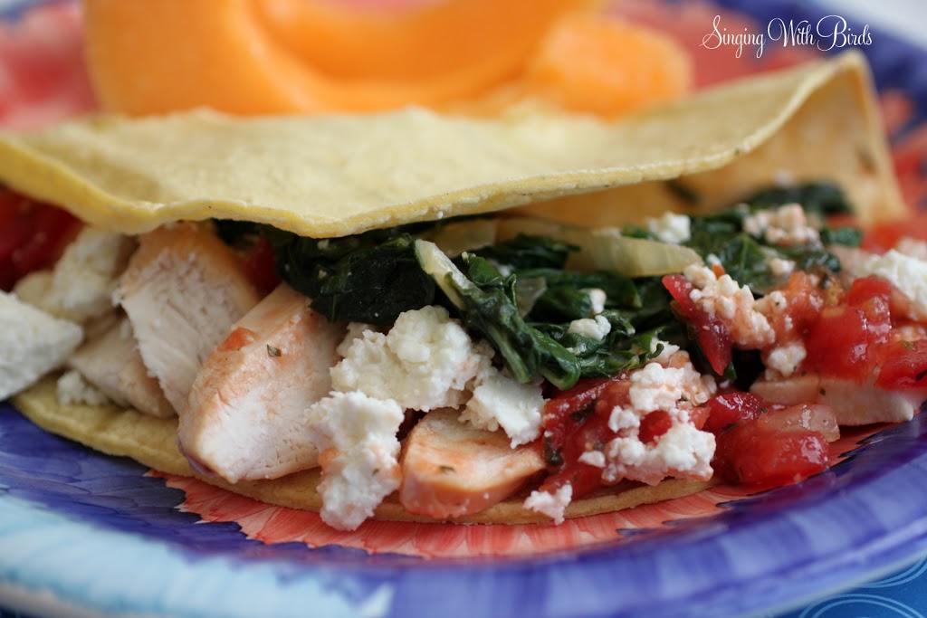 Chicken Tacos with Garlicky Mexican Greens