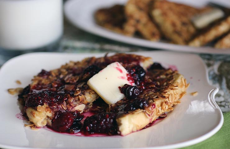 Granola French Toast with Mixed Berry Syrup