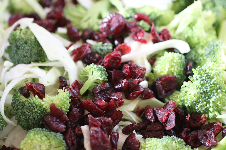 Broccoli Cabbage Cranberry Salad | cheerykitchen.com