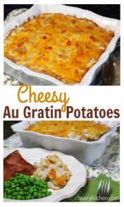 Creamy Cheesy Au Gratin Potatoes are the perfect side dish with ham, chicken, pork, or beef. Make them just cheesy, or Load them UP with bacon, green onions, green peppers, and sour cream!