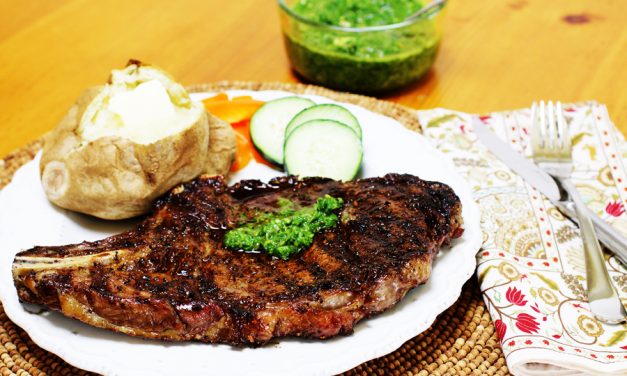 Grilled Ribeye Steaks with Chimichurri Sauce